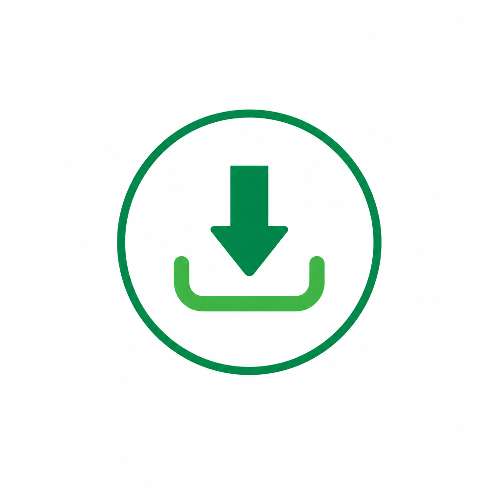 Green Download Icon Into Tray On White