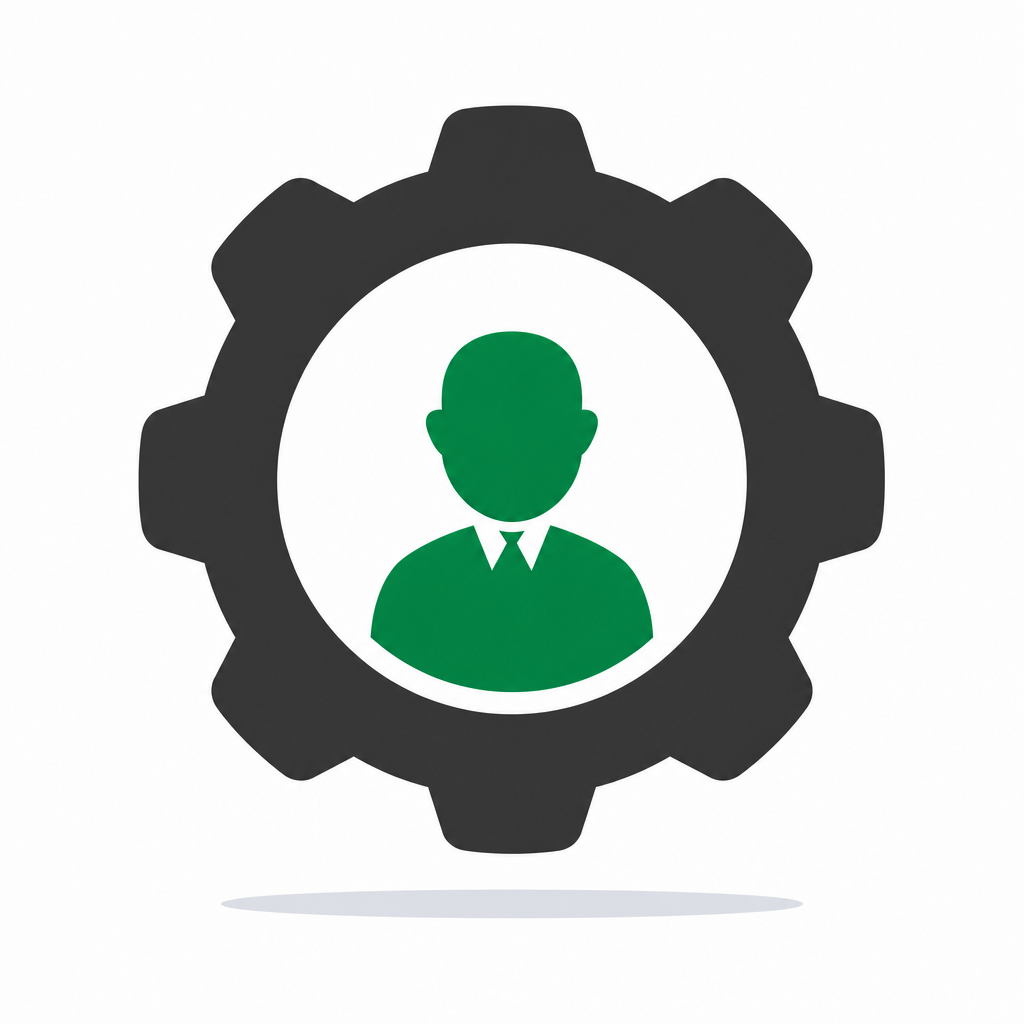 Green Gear Icon With Person Silhouette
